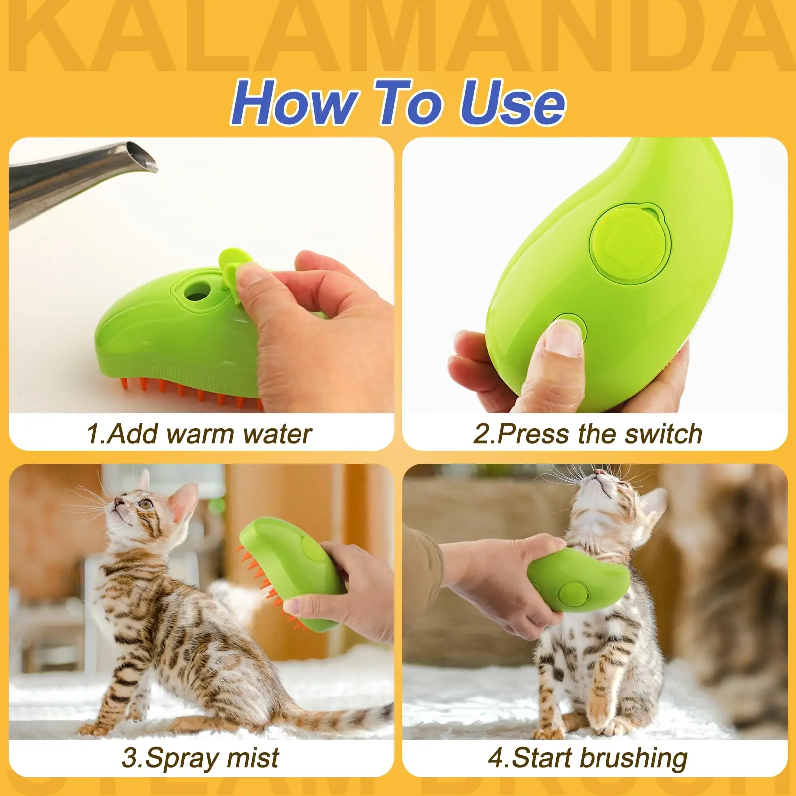 Pet Supplies Grooming Hours - 3-in-1 Dampfbürste für Haustiere, Katzen, Hunde,