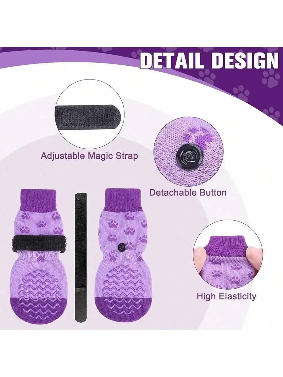 Dog Booties Paw Protector - 6 Stück rutschfeste Hundesocken zur Vermeidung