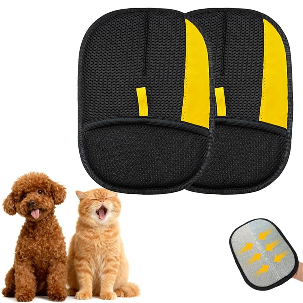 Pet Hair Remover Brush - 2 Stück Tierhaar-Entferner-Handschuhe Fellpflege-Bürste für Hunde,