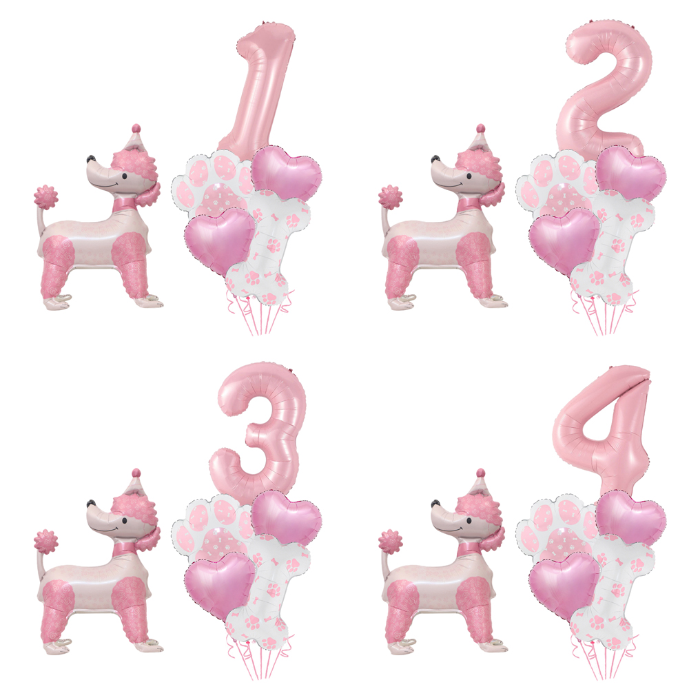 Pet Supplies Outlet - Rosa Pudel-Hunde- und Zahlenballon-Set für Geburtstag,
