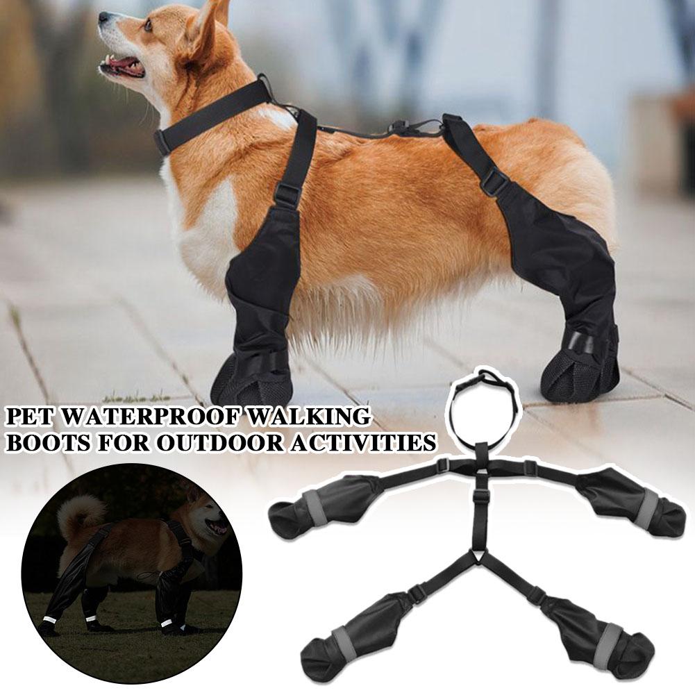 Dog Booties Paw Protector - Hunde-Stiefel mit Hosenträger, wasserdichte Haustierschuhe, Pfotenschutz