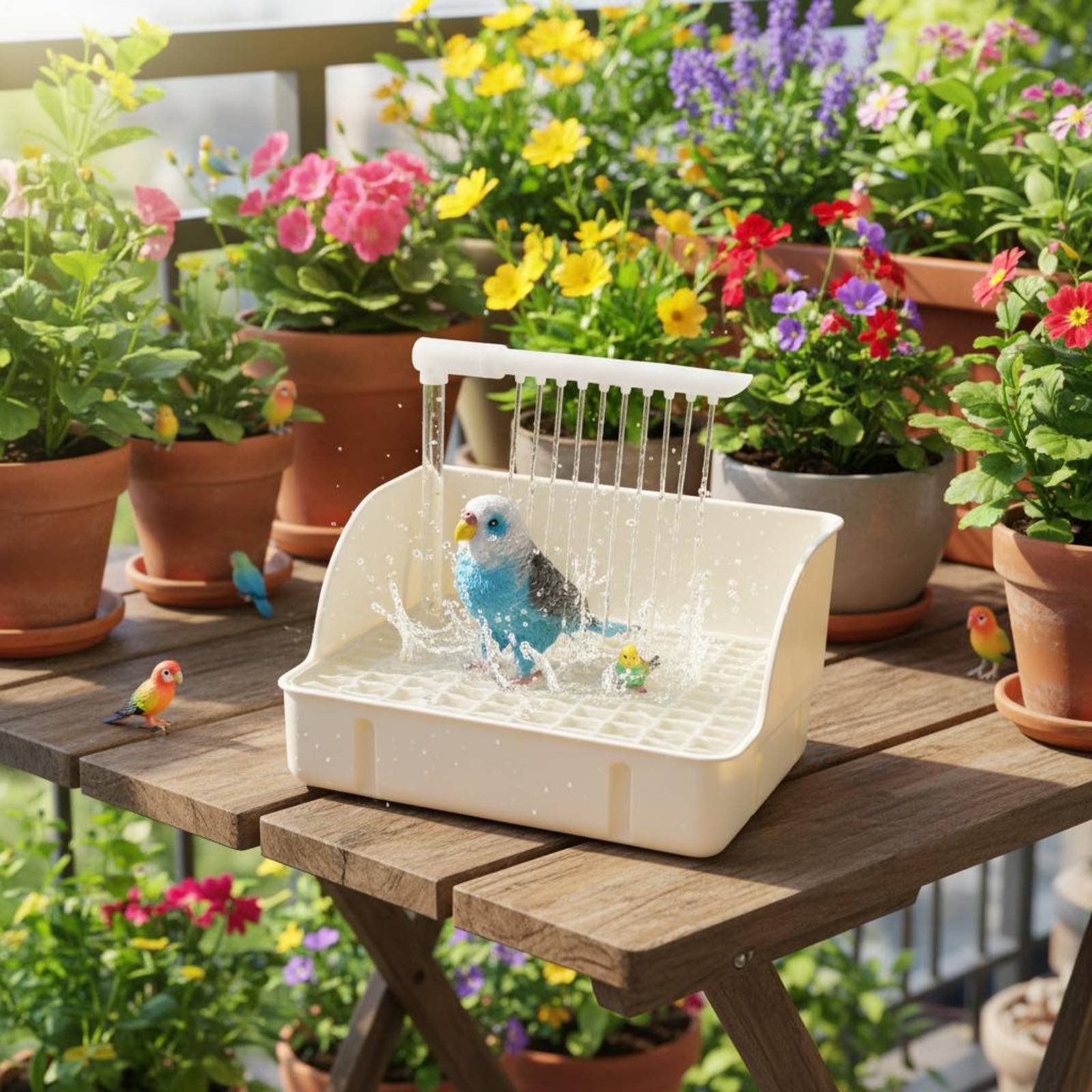 Pet Supplies In - Automatische Vogeldusche, leicht zu reinigende Papageien-Badewanne,