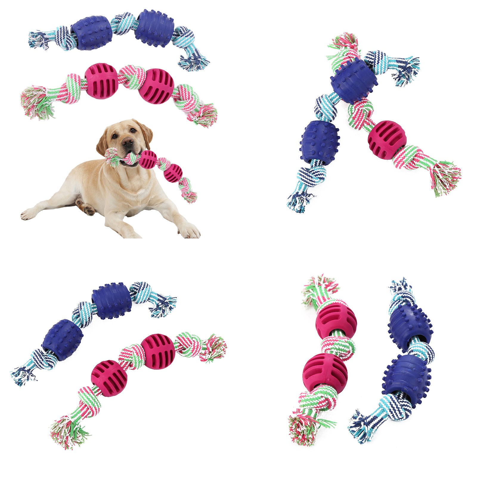 Pet Supplies Amazon - Haustierzubehör Amazon Baumwollseil-Knoten Hundespielzeug-Kollektion, Langlebiges Kauspielzeug